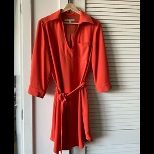 Trina Turk Orange Belted Shirt Dress